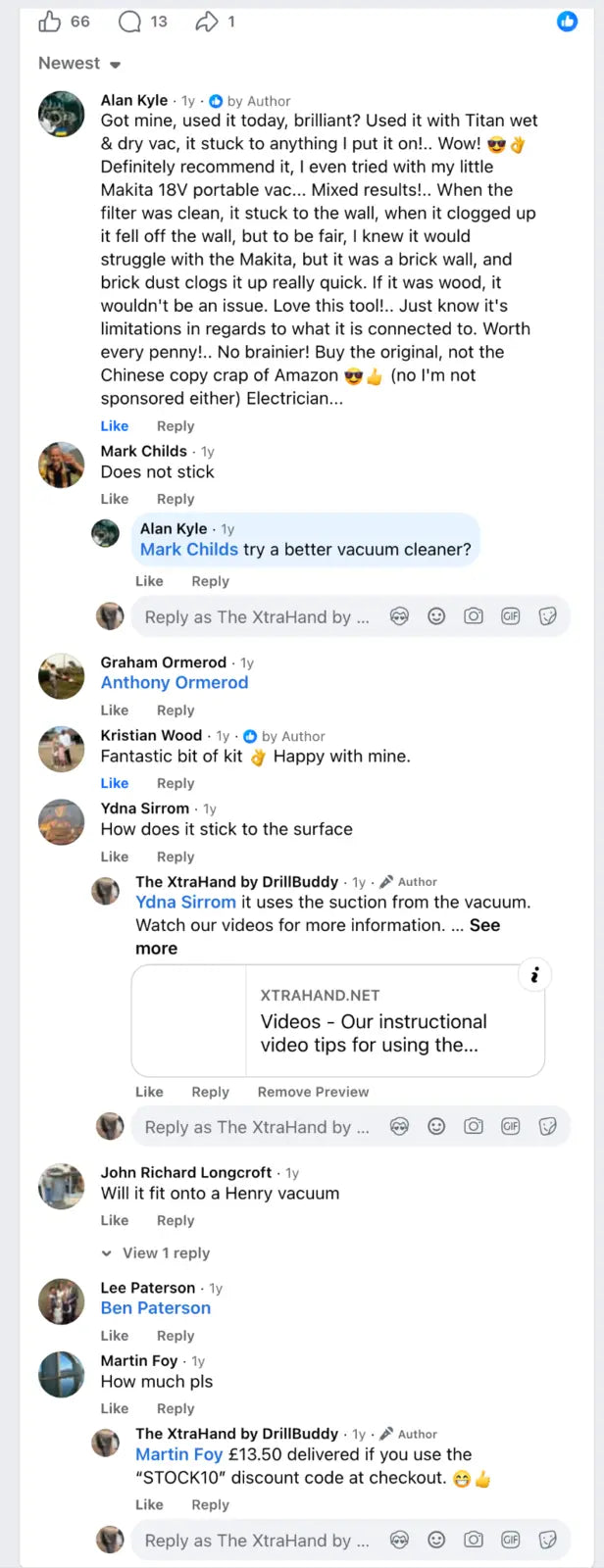 Detailed unsolicited customer feedback about long-term XtraHand use