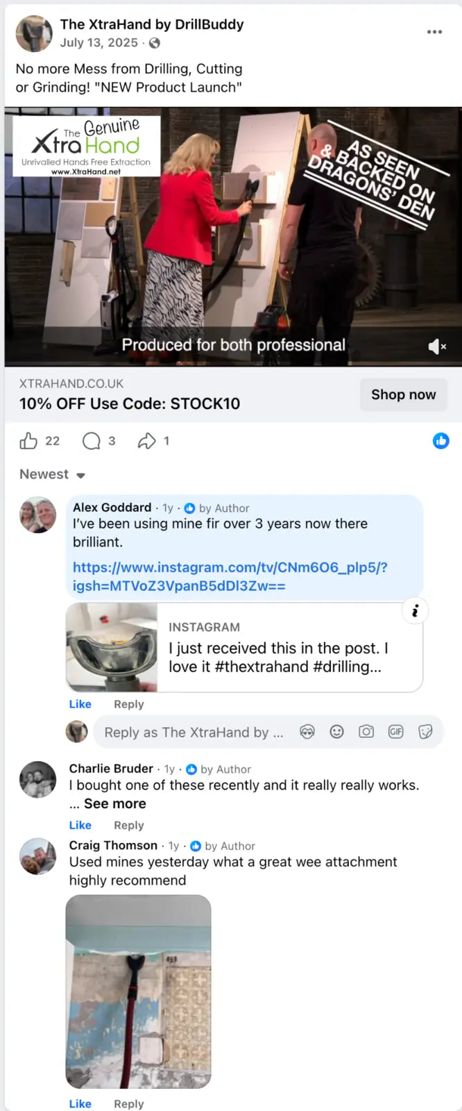Genuine customer comments about using The Genuine XtraHand in trade applications