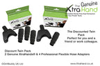 The Genuine XtraHand® Discount Twin Pack includes 2 hands-free dust extraction tools and 4 Professional Flexible Hose Adapters, ideal for sharing with a friend, work colleague or using with multiple hose-mounted vacuums and power tools.
