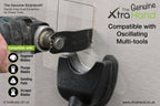 The XtraHand hands-free vacuum powered dust extraction tool capturing dust while cutting out an electrical back box in veneered MDF