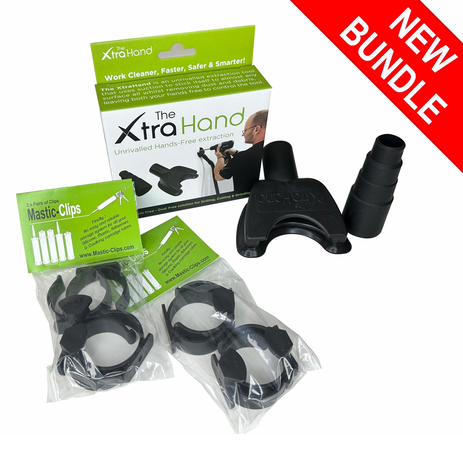 The Genuine XtraHand with Pro Hose Adapter & 4 pairs of Mastic Clips