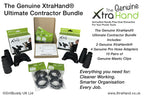 The Genuine XtraHand® Ultimate Contractor Bundle including 2 hands-free dust extraction tools, 4 Professional Pro Hose Adapters and 10 pairs of Genuine Mastic Clips for cleaner working, workshop organisation and cartridge tube storage.