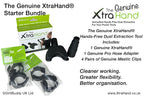 The Genuine XtraHand® Starter Bundle including one hands-free dust extraction tool, one Genuine Pro Hose Adapter and four pairs of Genuine Mastic Clips for cleaner working and organised storage of silicone, mastic, caulk and adhesive cartridge tubes.
